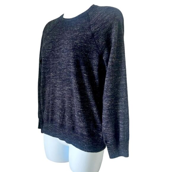 Vince Women’s Wool Linen Blend Navy Blue Crewneck Cozy Sweater size Small - Picture 2 of 11